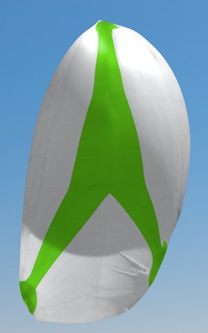 White and green asymmetrical spinnaker