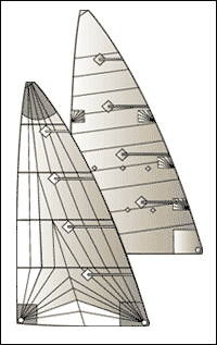 FX tri-radial mainsail and jib drawing